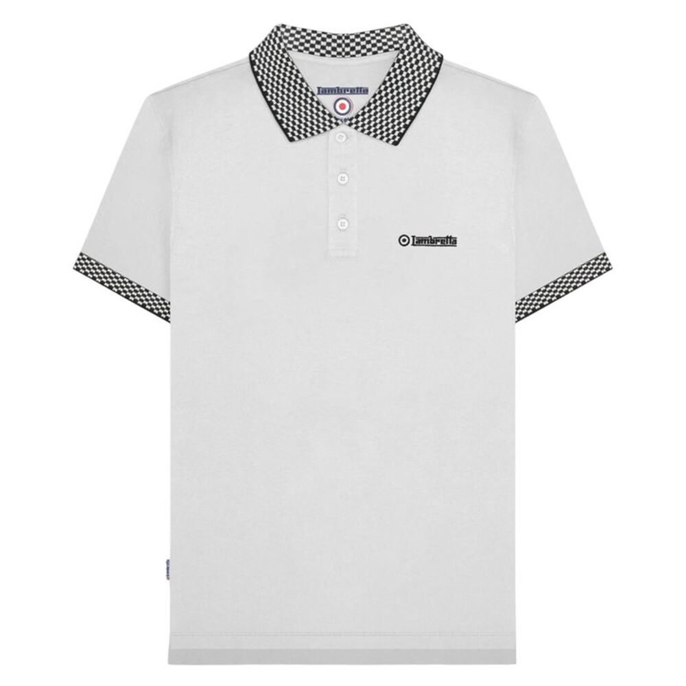 Lambretta Mens SS25 Two Tone Polo Shirt / White